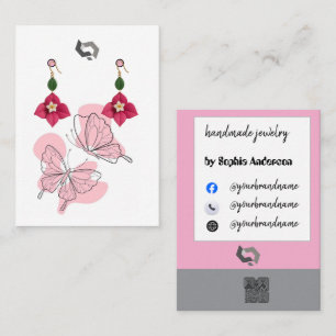 Elegant Modern Minimal Butterflies DesignEarrings Business Card