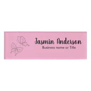 Elegant Modern Minimal Butterflies Name Tag