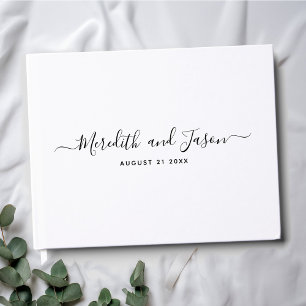 Elegant Modern Minimal Calligraphy Photo Wedding Guest Book