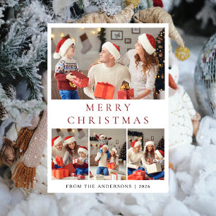 Elegant Modern Minimal Christmas Family 2 Photo Holiday Card