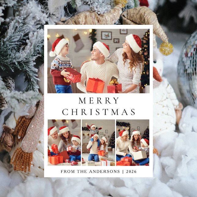 Elegant Modern Minimal Christmas Family 2 Photo Holiday Card (Creator Uploaded)