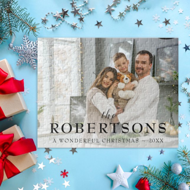 Elegant Modern Minimal Christmas Photo Jigsaw Puzzle (Creator Uploaded)