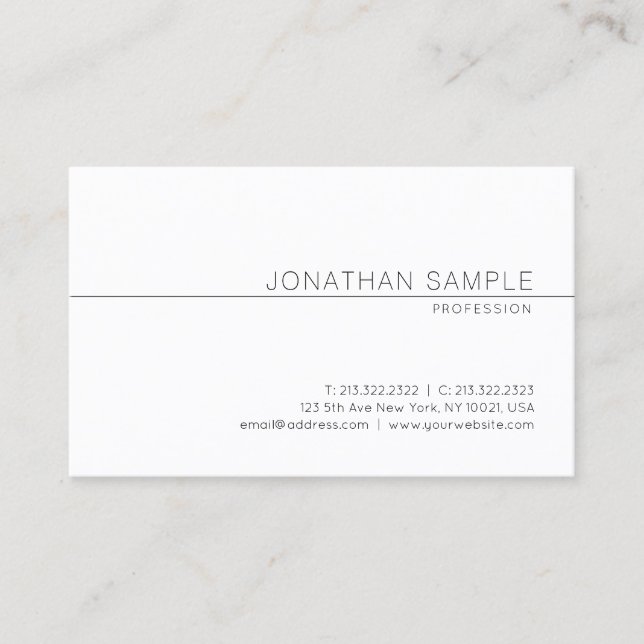Elegant Modern Minimal Design Professional Plain Business Card (Front)