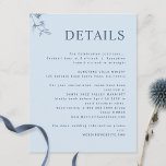 Elegant, Modern Minimal Dusty Blue Wedding Details Enclosure Card<br><div class="desc">Elegant dusty blue vertical Wedding details enclosure card with all text sections available for customisation, so you can add any information you like. Design with modern typography and minimal style with subtle hand-drawn blue botanical detail. If needed, you can select "edit using design tool" and make changes to text position,...</div>