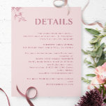 Elegant Modern, Minimal Dusty Pink Wedding Details Enclosure Card<br><div class="desc">Elegant dusty pink vertical Wedding details enclosure card with all text sections available for customisation, so you can add any information you like. Design with modern typography and minimal style with subtle hand-drawn white botanical detail. If needed, you can select "edit using design tool" and make changes to text position,...</div>
