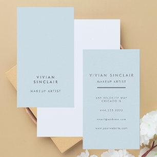 Elegant Modern Minimal Light Blue Salon Make Up Business Card