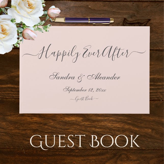  Elegant Modern Minimal Light Blush Pink Wedding Guest Book (Creator Uploaded)