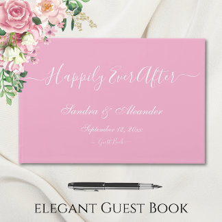 Elegant Modern Minimal Light Pink Cream Wedding Guest Book