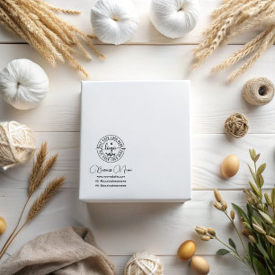 Elegant Modern Minimal Logo Social Media Handles Rubber Stamp