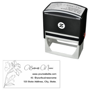 Elegant Modern Minimal Outline Flowers Butterfly Self-inking Stamp