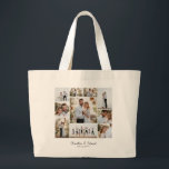 Elegant modern minimal photo collage wedding large tote bag<br><div class="desc">Elegant modern minimal personalised wedding photo collage simple clean lines family gift tote bag.</div>