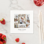 Elegant modern minimal photo collage wedding napkin<br><div class="desc">Elegant modern minimal personalised wedding photo collage simple clean lines family gift home decor glass coaster</div>