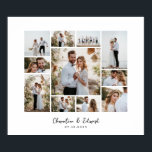 Elegant modern minimal photo collage wedding poster<br><div class="desc">Elegant modern minimal personalised wedding photo collage simple clean lines family gift print.</div>
