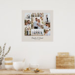 Elegant modern minimal photo collage wedding poster<br><div class="desc">Elegant modern minimal personalised wedding photo collage simple clean lines family gift print.</div>