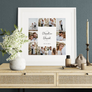 Elegant modern minimal photo collage wedding poster