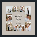 Elegant modern minimal photo collage wedding poster<br><div class="desc">Elegant modern minimal personalised ampersand wedding photo collage simple beige clean lines family gift print.</div>