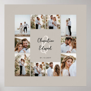 Elegant modern minimal photo collage wedding poster