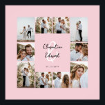 Elegant modern minimal pink photo collage wedding poster<br><div class="desc">Elegant modern minimal personalised ampersand wedding photo collage simple clean lines pastel pink family gift print.</div>