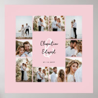 Elegant modern minimal pink photo collage wedding
