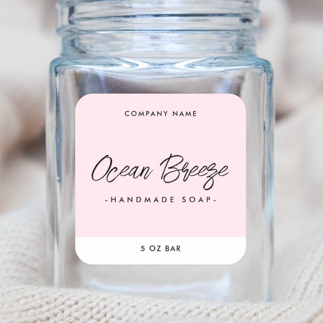 Elegant modern minimal pink square product label (Creator Uploaded)