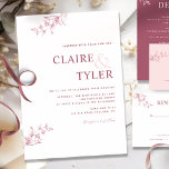 Elegant Modern Minimal Pinks Wedding Invitation<br><div class="desc">Modern elegant wedding invitation with contemporary typography and subtle fine hand-drawn floral detail in blush pink, dusty rose, and burgundy hues. Easy to fill in the template. Ability to "edit using design tool" and make changes to font size, style, and position. For cases where the couple's name on the top...</div>