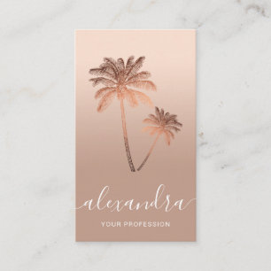 Elegant modern minimal rose gold & copper palms business card