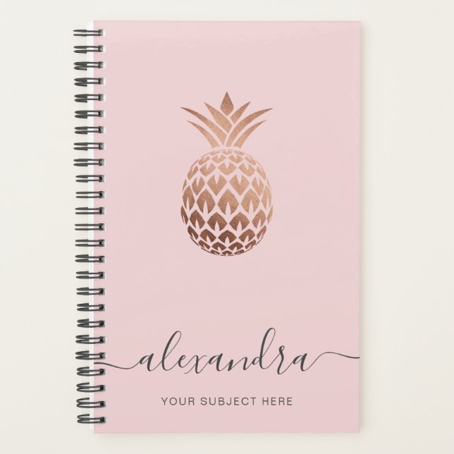 Elegant modern minimal rose gold pink pineapple planner (Front)