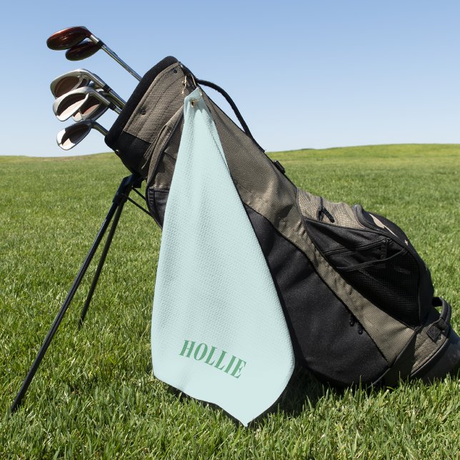 Elegant Modern Minimal Simple Green Monogrammed  Golf Towel (Creator Uploaded)