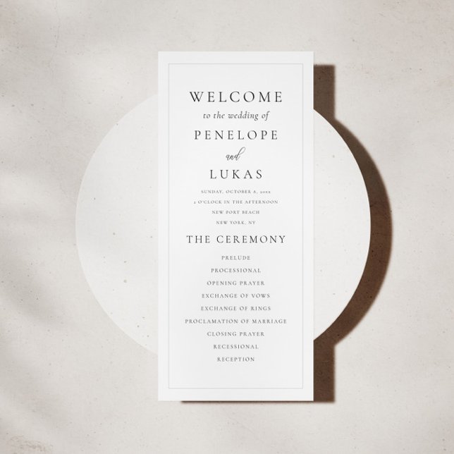 Elegant Modern Minimal Wedding Ceremony Programme (Creator Uploaded)