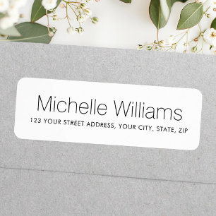 Elegant modern minimal white return address label