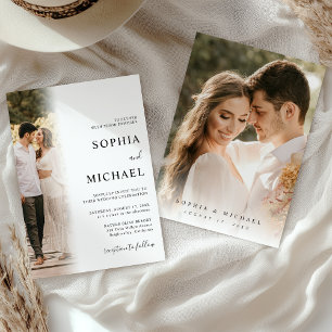 Elegant Modern Minimalist 2 Photo Wedding Invitation
