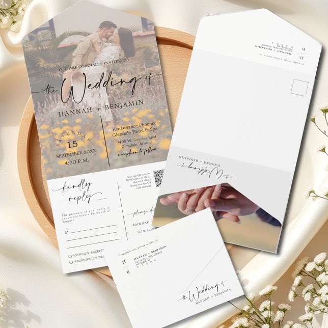 Elegant Modern Minimalist Arch QR Code Photo All In One Invitation (Creator Uploaded)