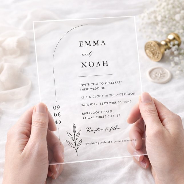 Elegant Modern Minimalist Arch Wedding Acrylic Invitations (Creator Uploaded)