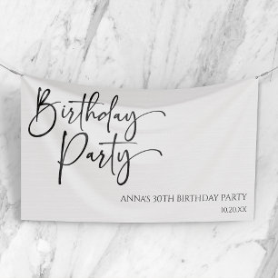 Elegant Modern Minimalist Birthday Party Banner