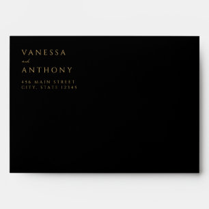 Elegant Modern Minimalist Black and Gold Wedding Envelope