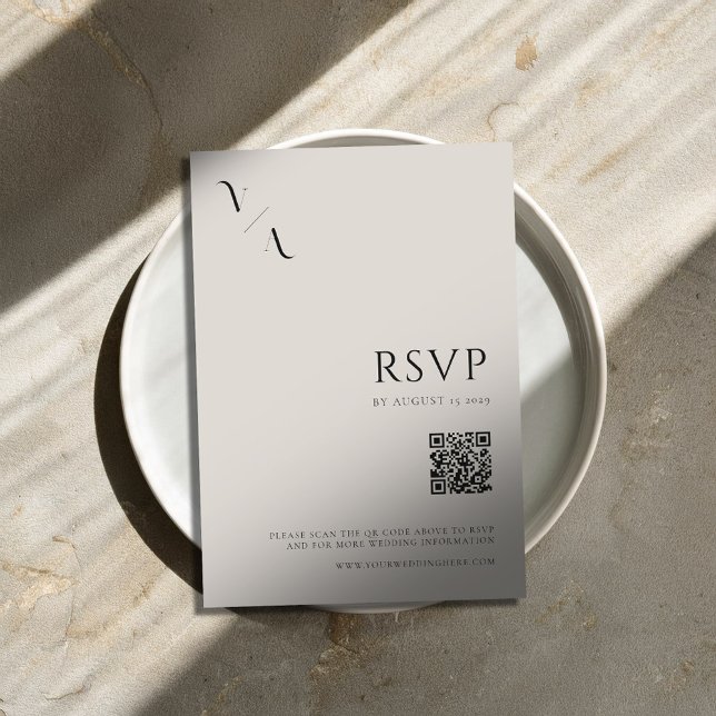 Elegant Modern Minimalist Black and Ivory Wedding RSVP Card (Creator Uploaded)