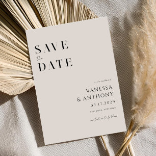 Elegant Modern Minimalist Black and Ivory Wedding Save The Date