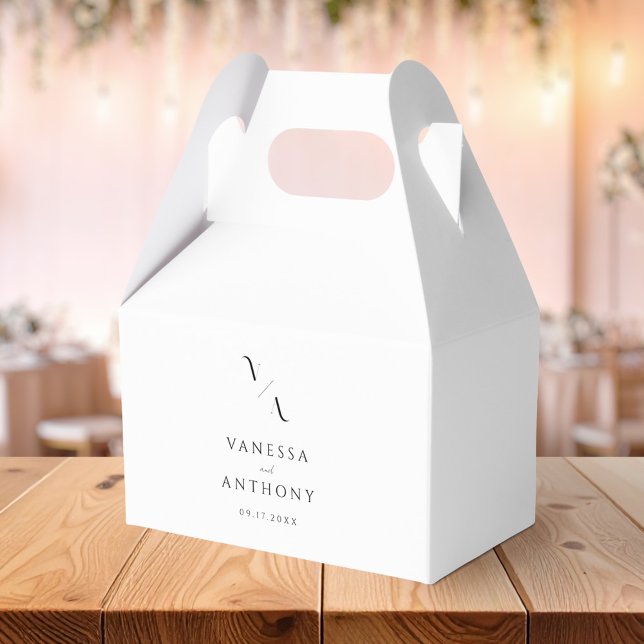 Elegant Modern Minimalist Black and White Wedding Favour Box (Creator Uploaded)