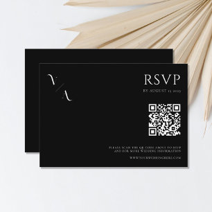 Elegant Modern Minimalist Black and White Wedding RSVP Card