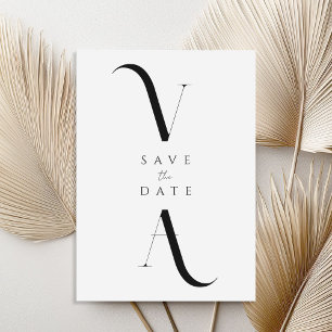 Elegant Modern Minimalist Black and White Wedding Save The Date