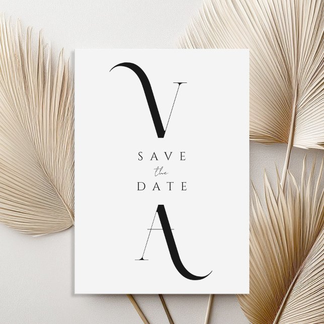 Elegant Modern Minimalist Black and White Wedding Save The Date (Creator Uploaded)