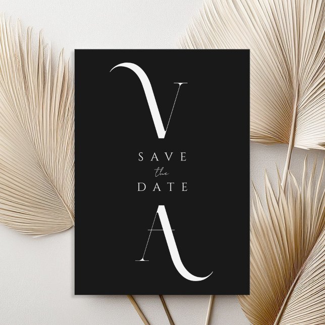 Elegant Modern Minimalist Black and White Wedding Save The Date (Creator Uploaded)
