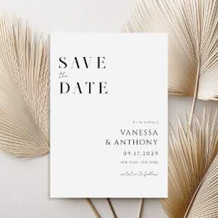 Elegant Modern Minimalist Black and White Wedding  Save The Date