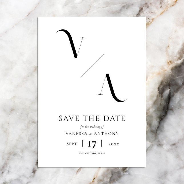 Elegant Modern Minimalist Black and White Wedding Save The Date (Creator Uploaded)