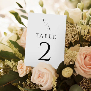 Elegant Modern Minimalist Black and White Wedding Table Number