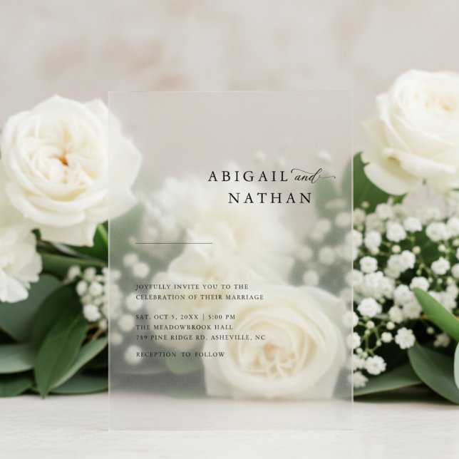 Elegant Modern Minimalist Black Wedding Clear  Acrylic Invitations (Creator Uploaded)