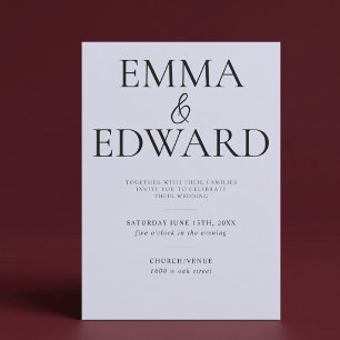 Elegant Modern Minimalist Blue Wedding Invitation