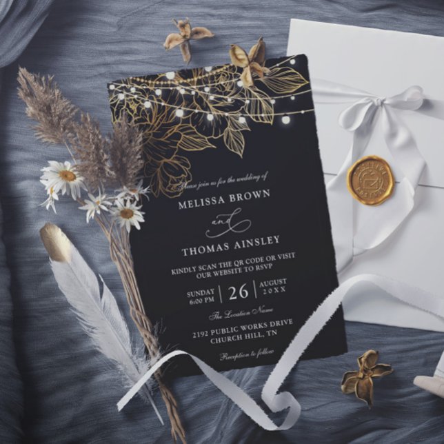Elegant Modern Minimalist Budget QR Code Wedding Invitation (Creator Uploaded)