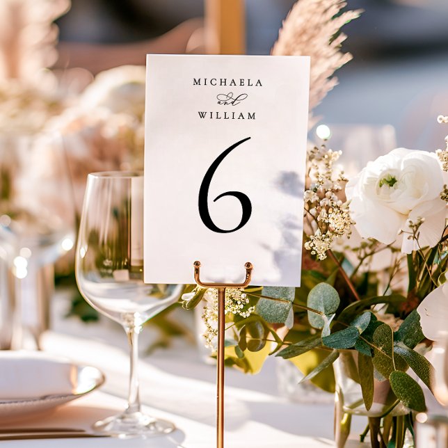 Elegant Modern Minimalist Calligraphy Wedding Table Number (Creator Uploaded)