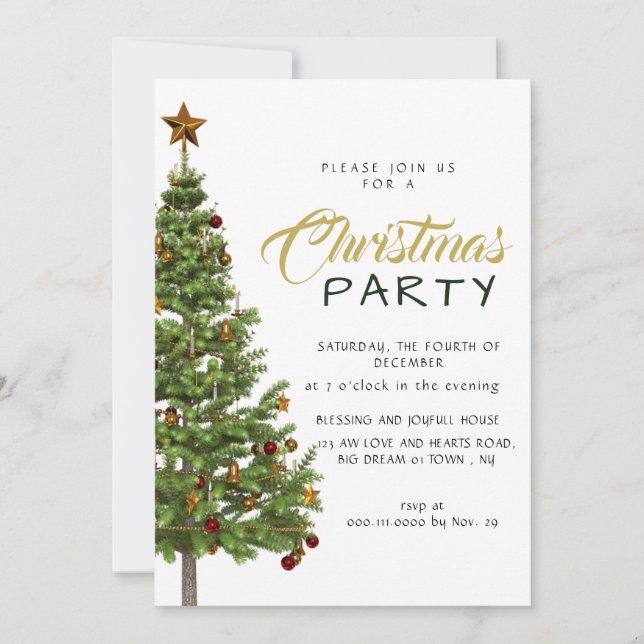 Elegant Modern Minimalist Christmas Party Invitation (Front)